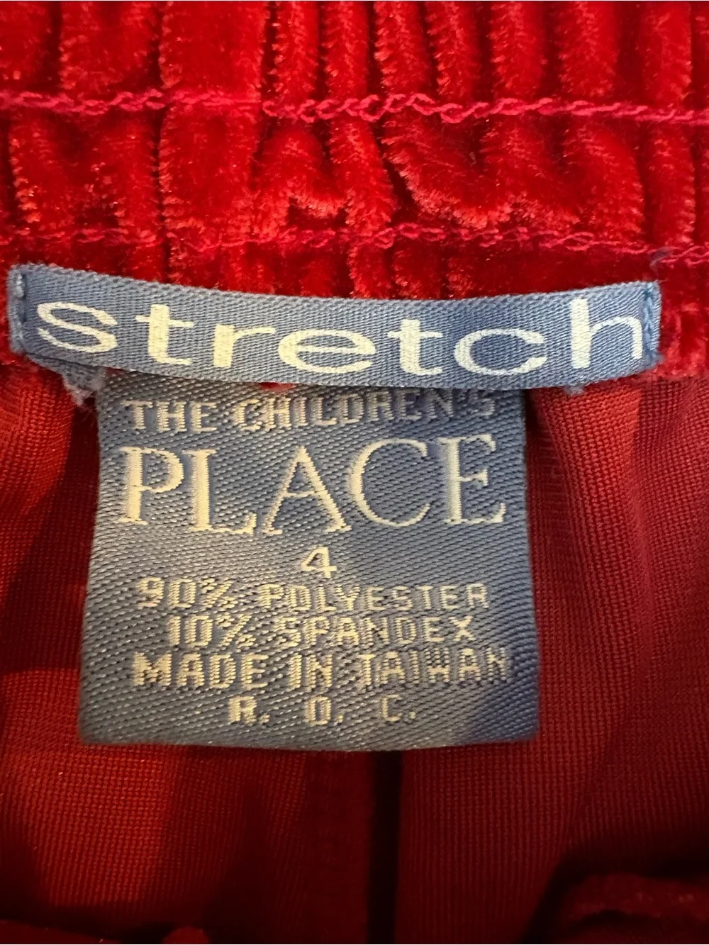 The Children's Place Vintage 90s Red Velour Wide Leg Pants Girls Size 4 Y2K